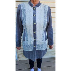 Chico’s Velvet & Lace Gray Silver Jacket Size 2